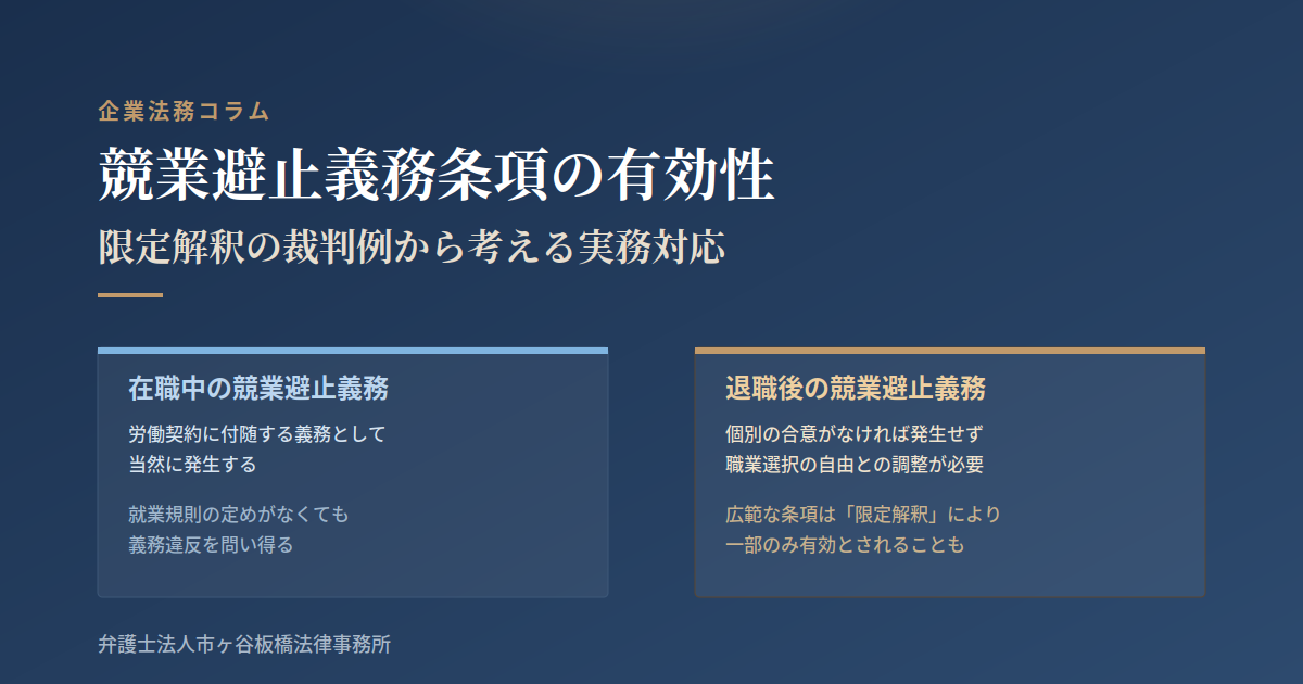 競業避止義務条項の有効性｜限定解釈の裁判例から考える実務対応